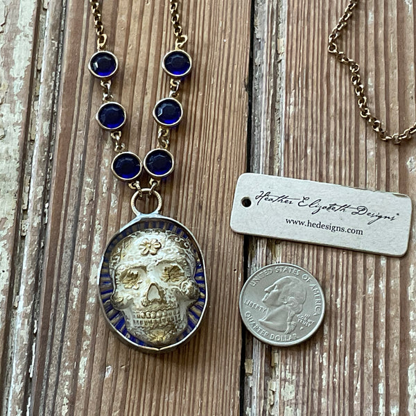 On Sale! Sugar Skull Necklace - Rolo Style Chain