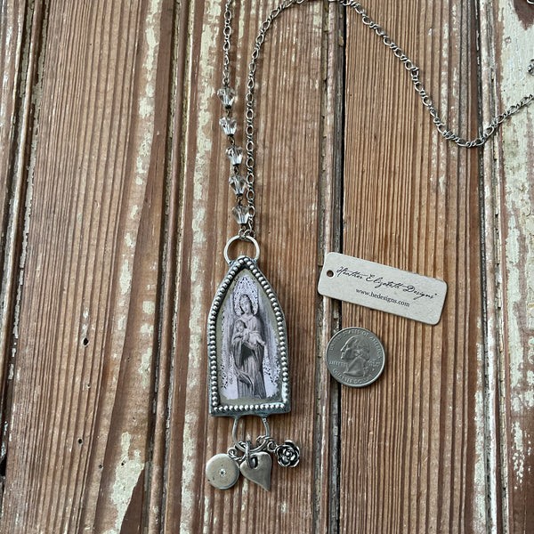 Guardian Angel Necklace - silver beaded edge