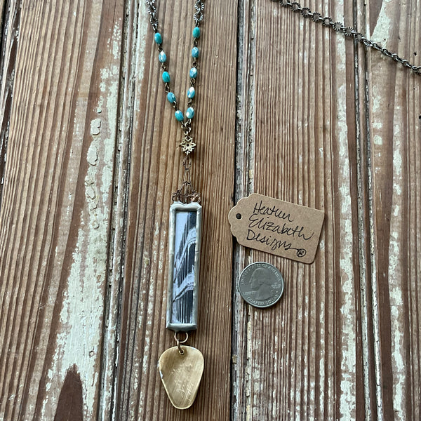 New Orleans Logo Necklace - oblong heart
