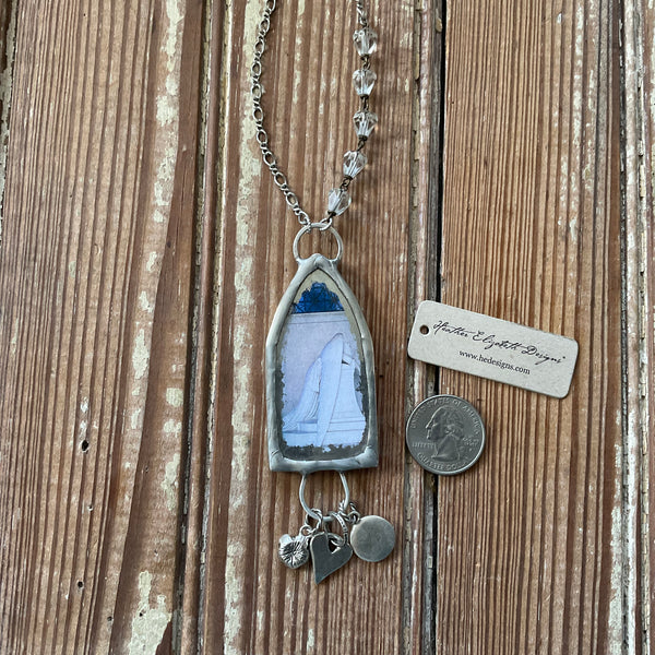Guardian Angel Necklace - silver beaded edge
