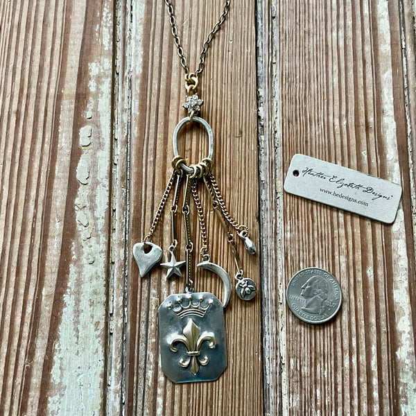Fleur de Lis & Crown Chatelaine Necklace