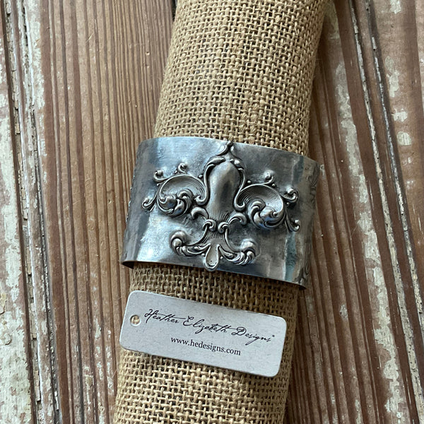 Silver Fleur de Lis Cuff  1 3/4" - Wide
