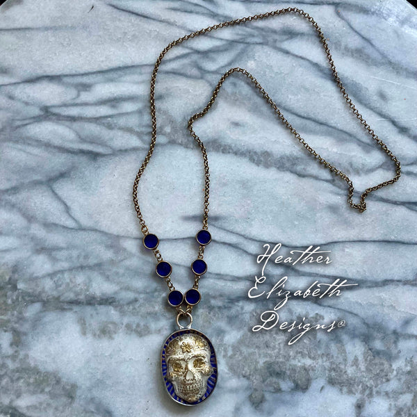 On Sale! Sugar Skull Necklace - Rolo Style Chain