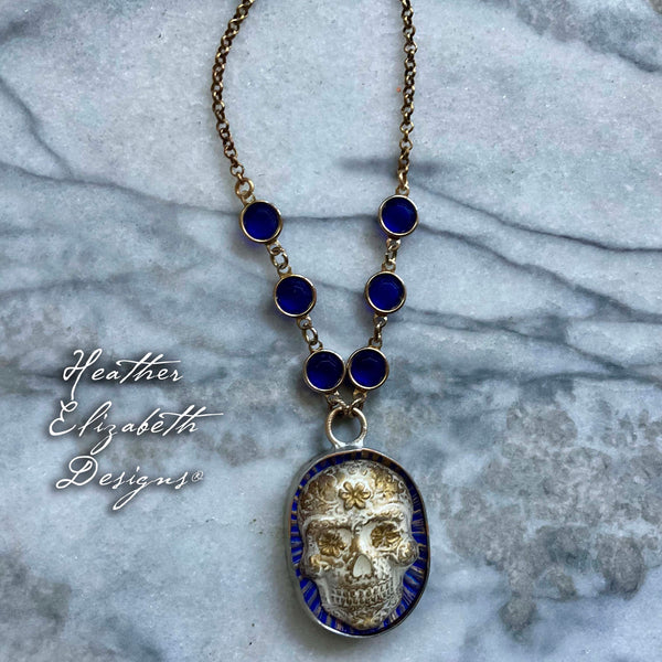 On Sale! Sugar Skull Necklace - Rolo Style Chain