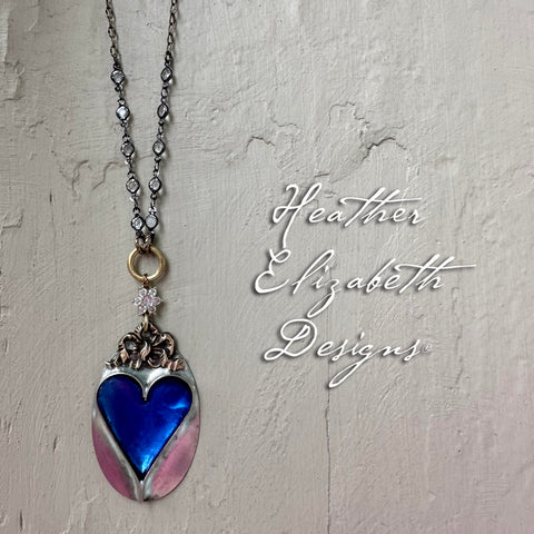 Blue Heart Oval Necklace