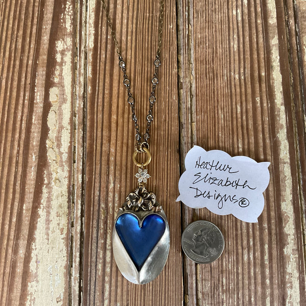 Blue Heart Oval Necklace